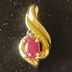 10K Ruby And Diamond Pendant